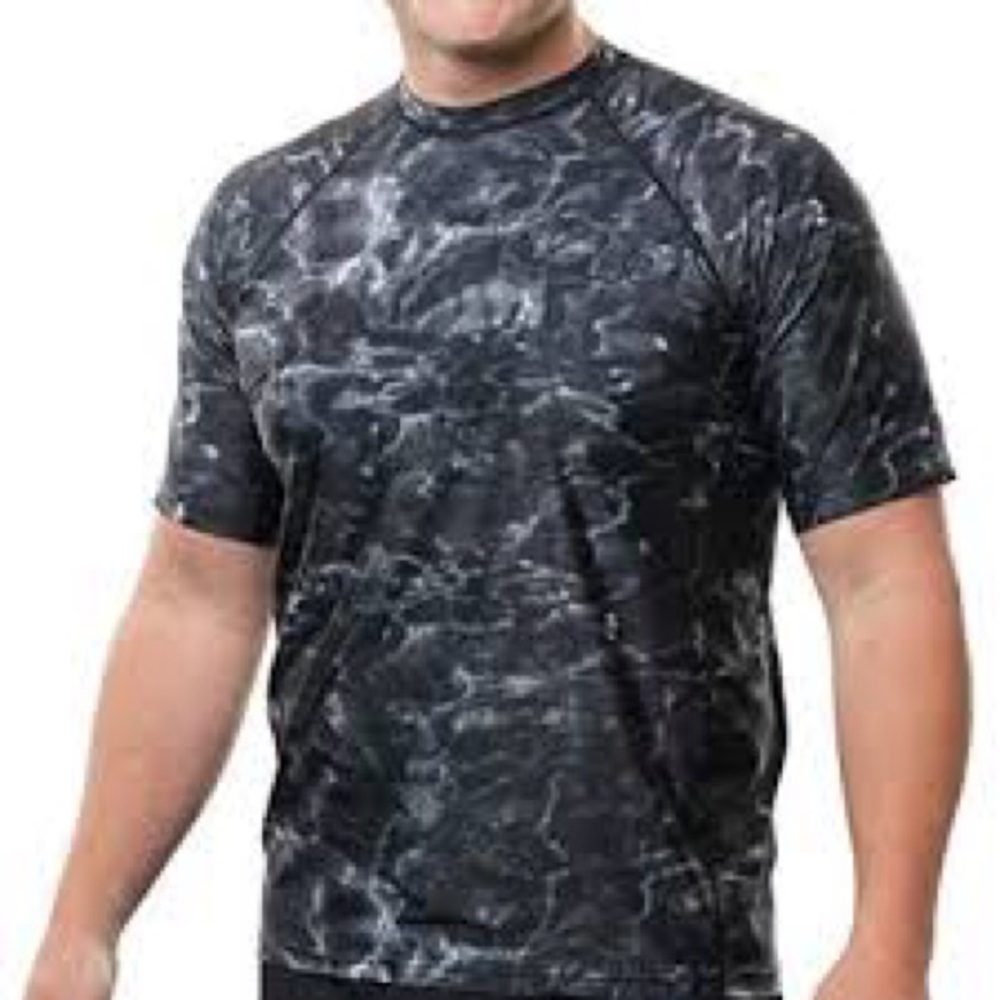 Aqua Black Rash Guard Swim Shirt with Modern Design